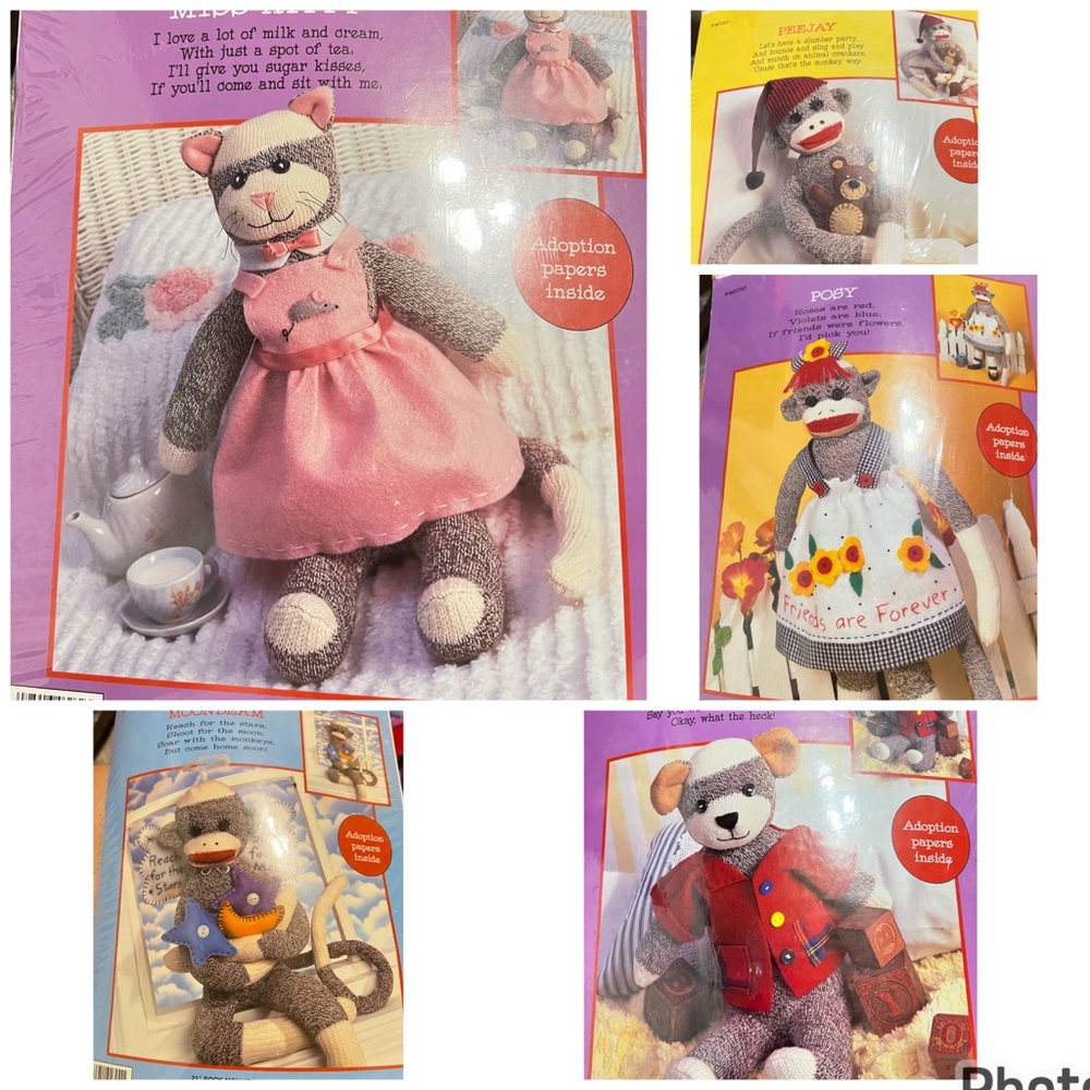 NEW 5 Bundle Peejay -Posy-Moonbeam-Barry-Miss Kitty Adoption Papers included